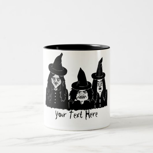 lustige schwarze Hexen beängstigend Zweifarbige Tasse (Mittel)