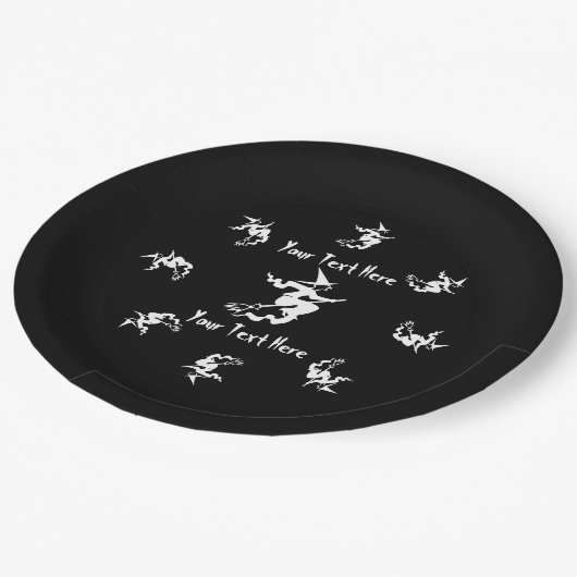 lustige, schwarze Hexen, beängstigender Halloween Pappteller (Schrägansicht)