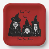 lustige schwarze Hexen beängstigender Spaß hallowe Pappteller (Vorderseite)
