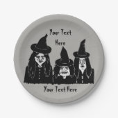 lustige schwarze Hexen beängstigender Spaß hallowe Pappteller (Vorderseite)