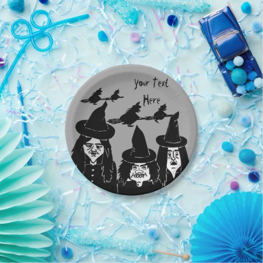 lustige, schwarze Hexen, beängstigendes Halbwunder Pappteller (Party)