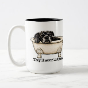 Lustige schwarze Hundetasse Pitbull Humor Zweifarbige Tasse