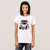 LUSTIGE SCHWARZE KATZE AM COMPUTER T-Shirt (Vorne ganz)