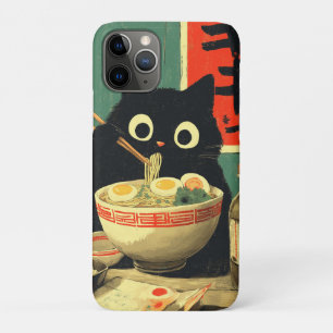 Lustige schwarze Katze, die Ramen isst Case-Mate iPhone Hülle
