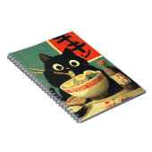 Lustige schwarze Katze, die Ramen isst Notizblock (Rechte Seite)