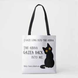 Lustige schwarze Katze Eltern Nietzsche Zitat Tote Tasche