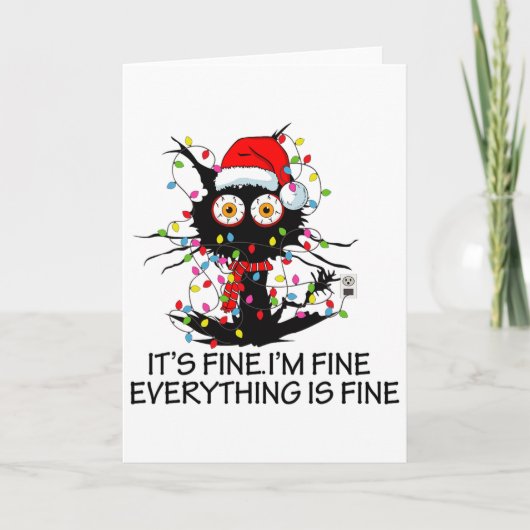 Lustige schwarze Katze Es ist in Ordnung Mir geht' Karte (Vorderseite)