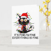 Lustige schwarze Katze Es ist in Ordnung Mir geht' Karte (Gelbe Blume)