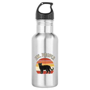 Lustige schwarze Katze Ew Leute Vintage Retro Desi Edelstahlflasche