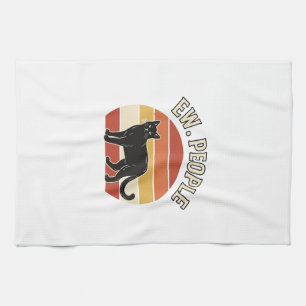 Lustige schwarze Katze Ew Leute Vintage Retro Desi Geschirrtuch