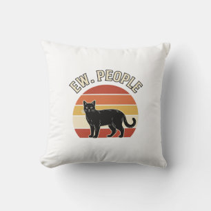 Lustige schwarze Katze Ew Leute Vintage Retro Desi Kissen