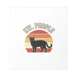 Lustige schwarze Katze Ew Leute Vintage Retro Desi Notizblock