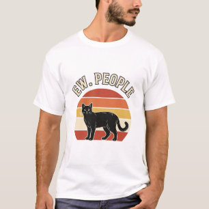 Lustige schwarze Katze Ew Leute Vintage Retro Desi T-Shirt