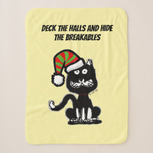 Lustige schwarze Katze Feiertags Humor Festliche K Sherpadecke