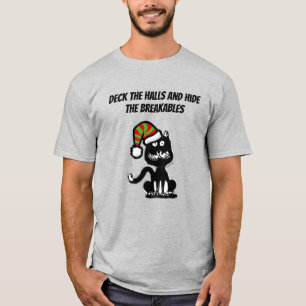 Lustige schwarze Katze Feiertags Humor Festliche K T-Shirt