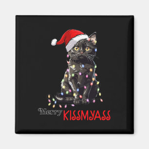 Lustige schwarze Katze Frohe Kuss meine Weihnachte Magnet