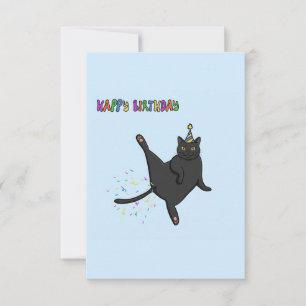 Lustige schwarze Katze furzt Konfetti Alles Gute z Dankeskarte