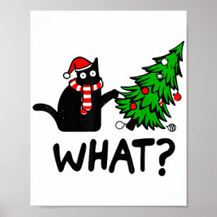 Lustige schwarze Katze Geschenk schiebt Weihnachts Poster