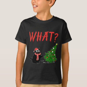Lustige schwarze Katze Geschenk schiebt Weihnachts T-Shirt