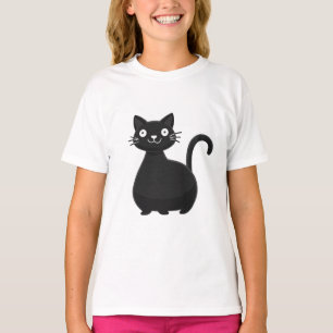 Lustige schwarze Katze Große Augen Süße Katzenillu T-Shirt