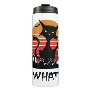 Lustige schwarze Katze Halloween-Geschenk für Männ Thermosbecher