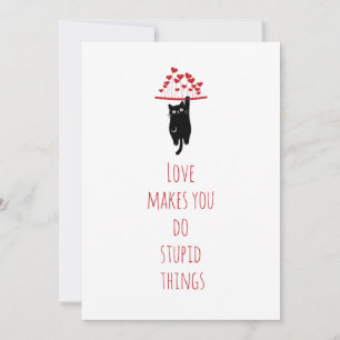 Lustige schwarze Katze hängt herum Anti Valentinst Feiertagskarte
