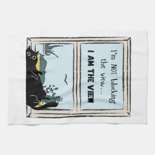 Lustige schwarze Katze, ich bin die Aussicht Geschirrtuch