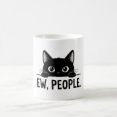 Lustige schwarze Katze "Igitt, Leute." Kaffeetasse (Mittel)