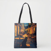 Lustige schwarze Katze im Restaurant Tasche (Vorderseite)