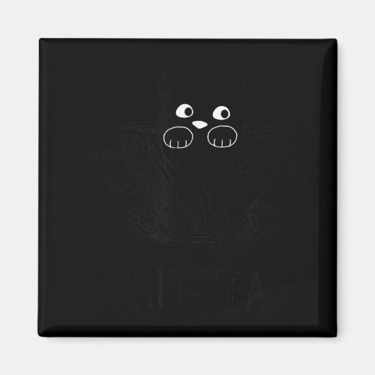 Lustige schwarze Katze Kit-Tea Grafik Magnet (Vorne)