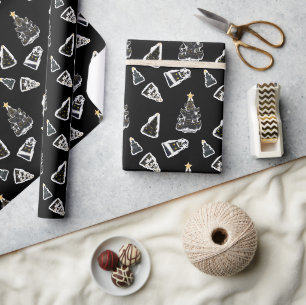 Lustige schwarze Katze Meowy Weihnachtsbaum Geschenkpapier