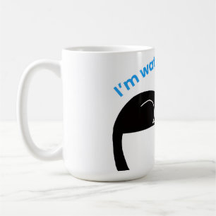 Lustige schwarze Katze Minimale Illustration Kaffeetasse