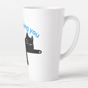 Lustige schwarze Katze Minimale Illustration Milchtasse