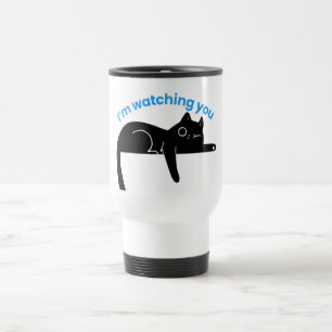 Lustige schwarze Katze  Minimale Illustration Reisebecher