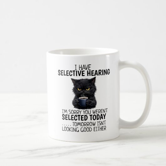 Lustige schwarze Katze Minimalistischer moderner C Kaffeetasse (Rechts)