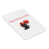 Lustige schwarze Katze mit Ballons Valentinstag Magnet (Rechte Seite)
