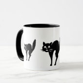 lustige schwarze Katze mit gewölbtem Rücken Tasse (Vorderseite Links)