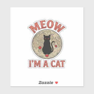 Lustige schwarze Katze Mond Vintage Halloween-Desi Aufkleber