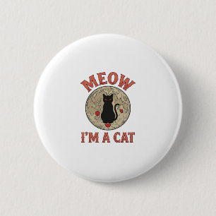 Lustige schwarze Katze Mond Vintage Halloween-Desi Button