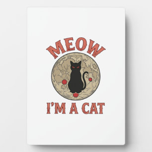 Lustige schwarze Katze Mond Vintage Halloween-Desi Fotoplatte