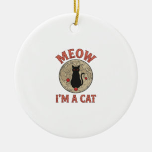 Lustige schwarze Katze Mond Vintage Halloween-Desi Keramik Ornament