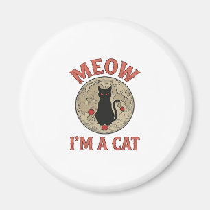 Lustige schwarze Katze Mond Vintage Halloween-Desi Magnet