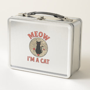 Lustige schwarze Katze Mond Vintage Halloween-Desi Metall Brotdose