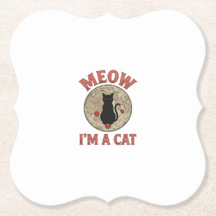 Lustige schwarze Katze Mond Vintage Halloween-Desi Untersetzer