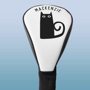 Lustige schwarze Katze personalisiert Golf Headcover