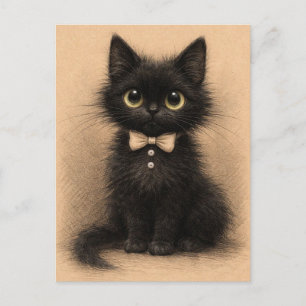 Lustige schwarze Katze. Postkarte