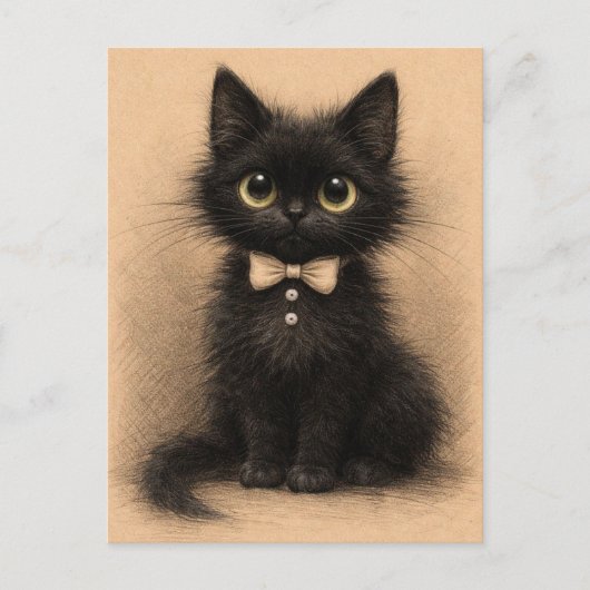 Lustige schwarze Katze. Postkarte (Vorderseite)