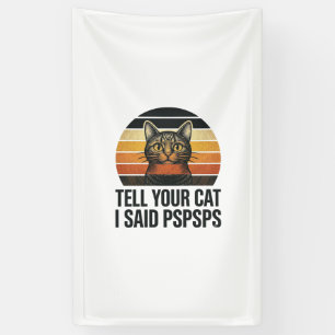 Lustige schwarze Katze Pspsps Vintage-Sonnenunterg Banner