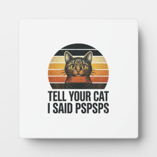 Lustige schwarze Katze Pspsps Vintage-Sonnenunterg Fotoplatte