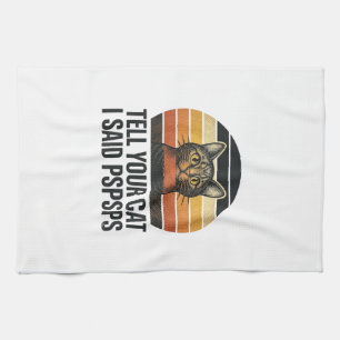Lustige schwarze Katze Pspsps Vintage-Sonnenunterg Geschirrtuch